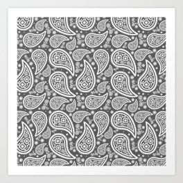 Paisley (White & Grey Pattern) Art Print