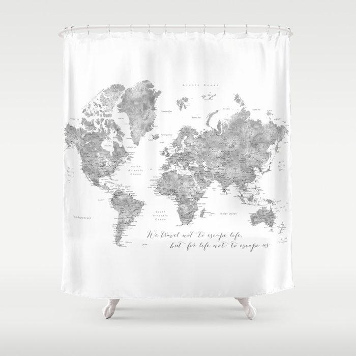 Amazon.com: Jawo World Map Shower Curtain For Bathroom, Educational Geography Countries Capital Cities Bathroom Curtain, Polyester Fabric Bath Curtains With Hooks Washable 69W X 70L Inches : Home & Kitchen
