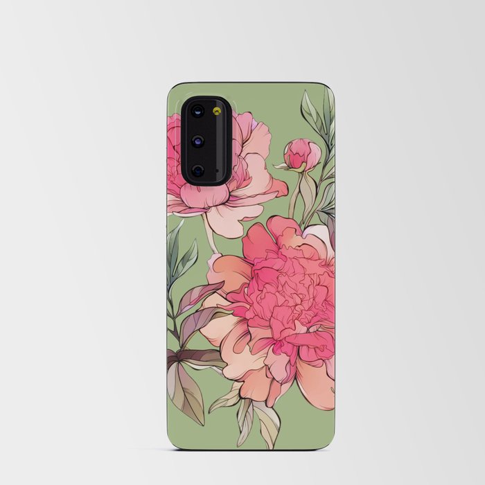 Peonia Flowers illustration Android Card Case