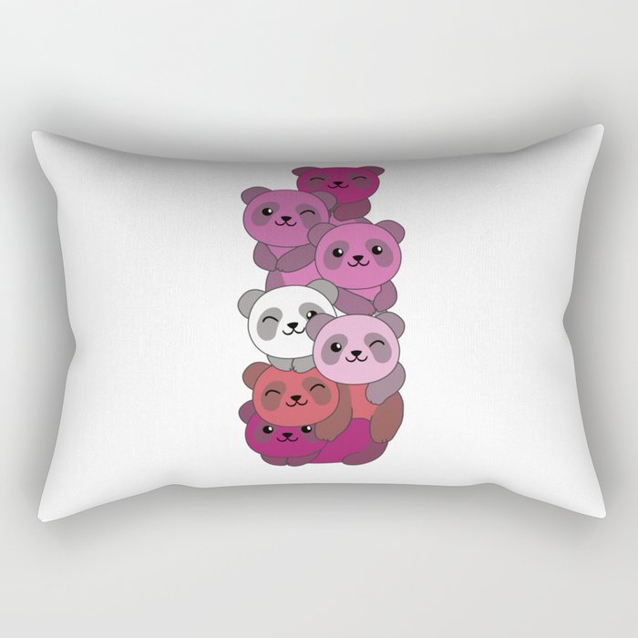 Lesbian Lipstick Flag Pride Lgbtq cute Panda Pile Rectangular Pillow