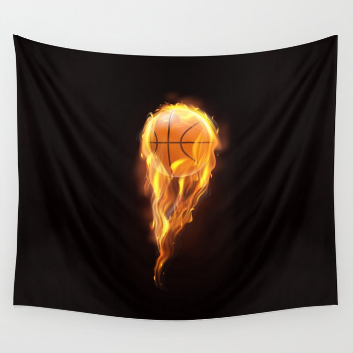 Basketball on fire. Basketball lovers gift. Wall Tapestry