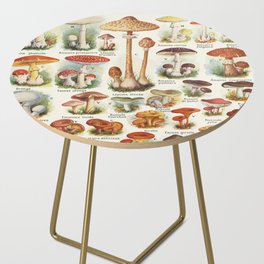 Mushroom illustration Larousse - French vintage poster Side Table