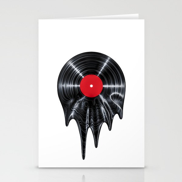 Melting vinyl / 3D render of vinyl record melting Stationery Cards