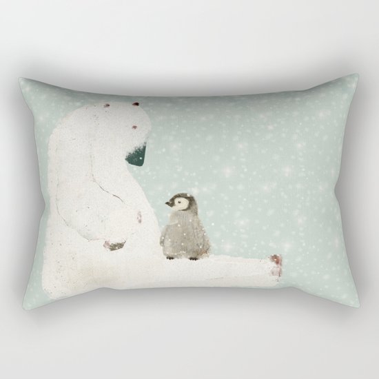 penguin and bear Rectangular Pillow