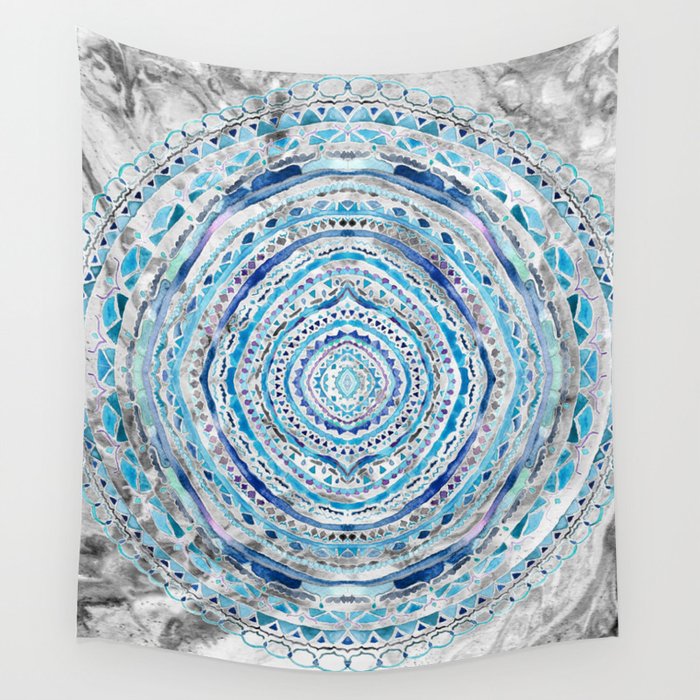 Light blue and grey tapestry store