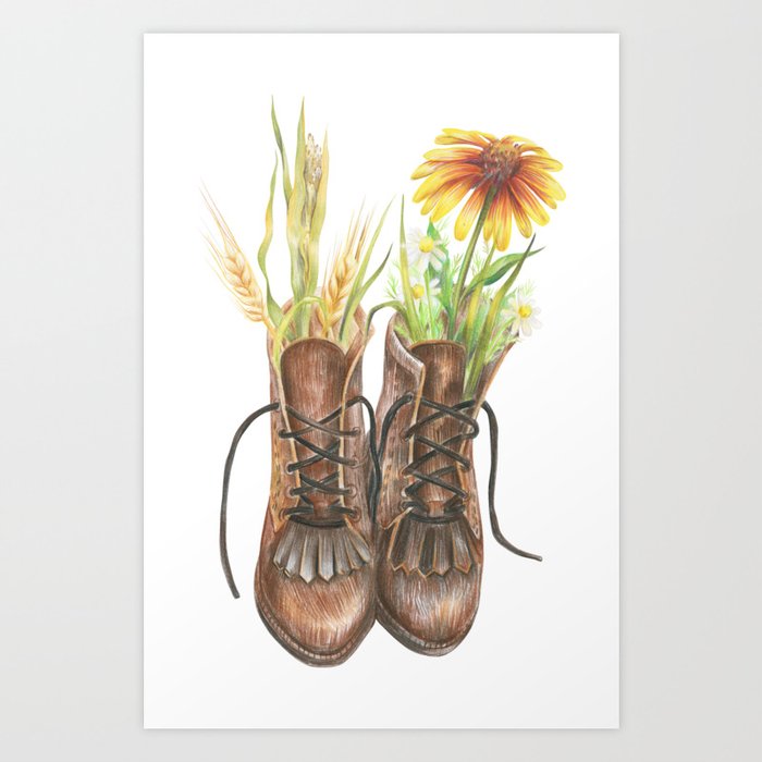 Drawing vintage shoes Art Print