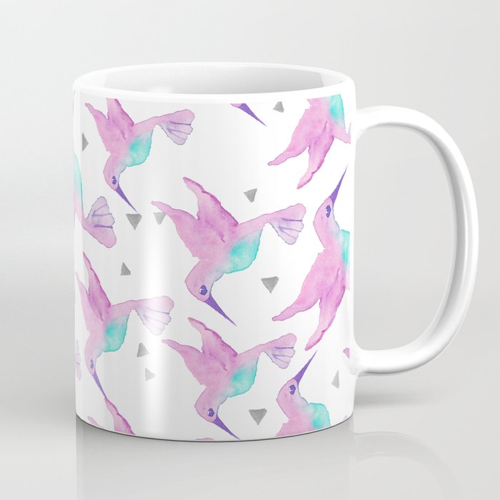 Watercolor pink turquoise purple elegant hummingbird Coffee Mug
