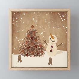 Primitive Country Christmas Tree Framed Mini Art Print