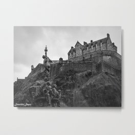 Edinburgh Castle and Fountain Metal Print | City, Iconic, Architecture, Uk, Edinburgh, Famousplaces, Gothic, Castles, Scotland, Castle 