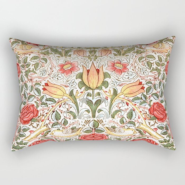 Tudor Rose by William Morris 1883 Antique Vintage Victorian Jugendstil Art Nouveau Retro Pattern Rectangular Pillow