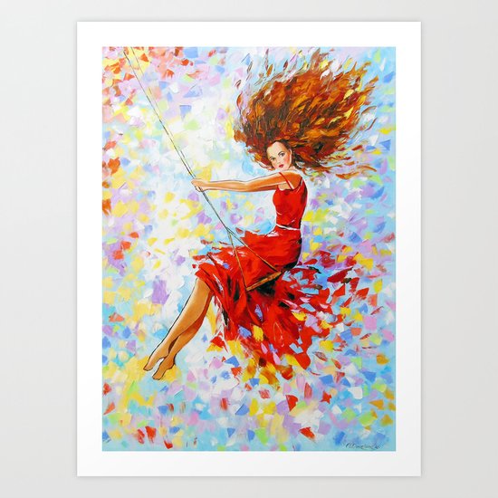 Girl on the swing Art Print