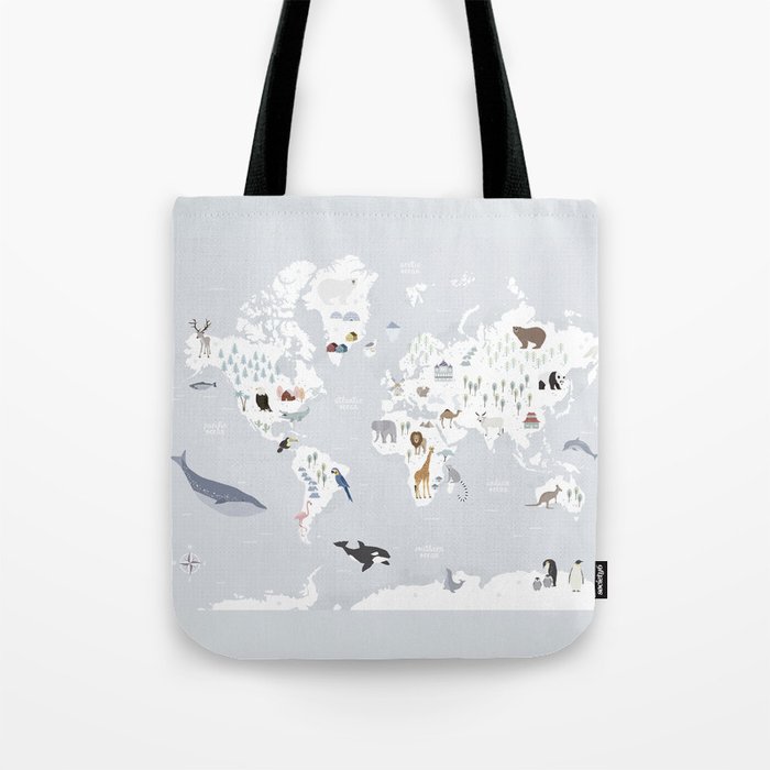 Animal Map of the world Tote Bag