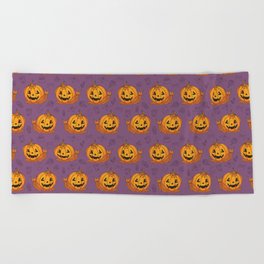 Halloween Pumpkin Snail Beach Towel