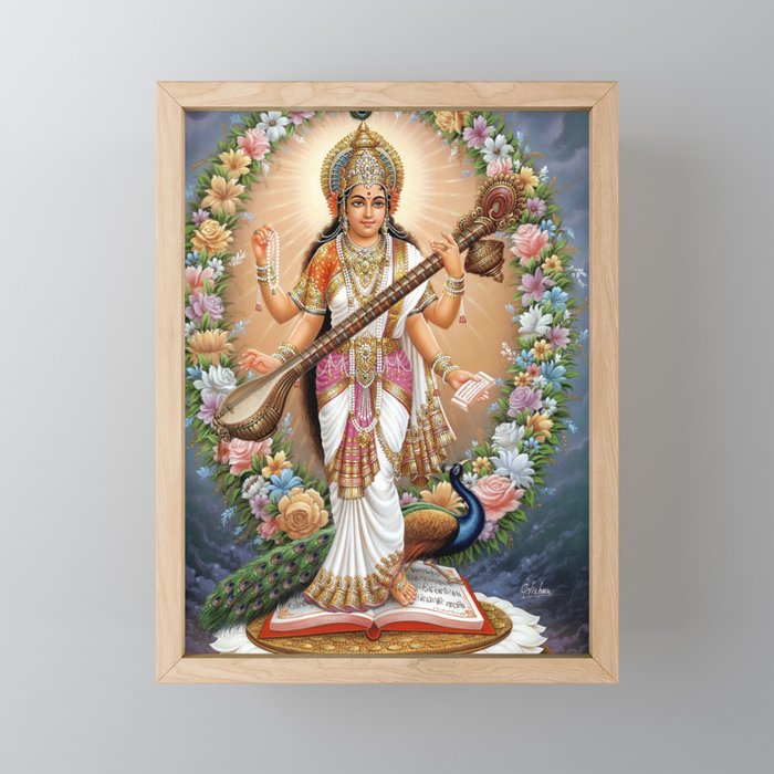 Goddess Saraswati Framed Mini Art Print