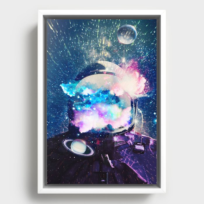 Space Planets Astronaut  Framed Canvas
