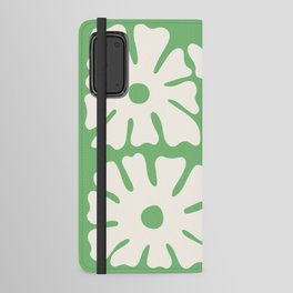 Mid-Century Flowers in Green & White Android Wallet Case