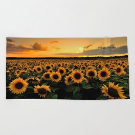 Sunflower field Beach Towel