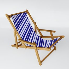 [ Thumbnail: Blue and Lavender Colored Lines/Stripes Pattern Sling Chair ]