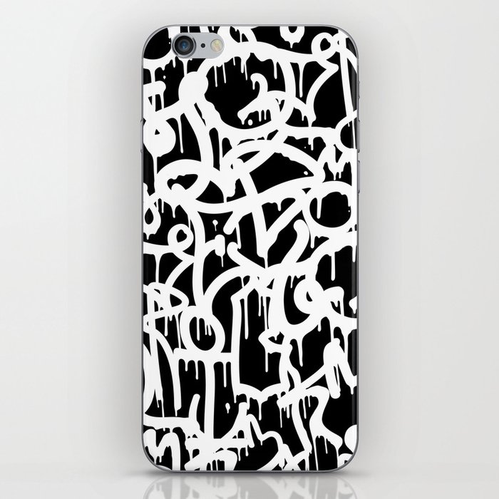 Black and White Graffiti Pattern iPhone Skin