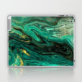 Emerald Green + Yellow Flecked Abstract Ripples Laptop Skin