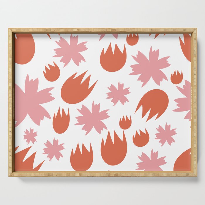 Coral Floral Serving Tray
