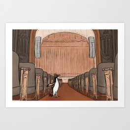 Penguin In The Theater Two Art Print