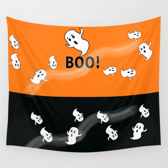 Ghost Black and Orange Wall Tapestry