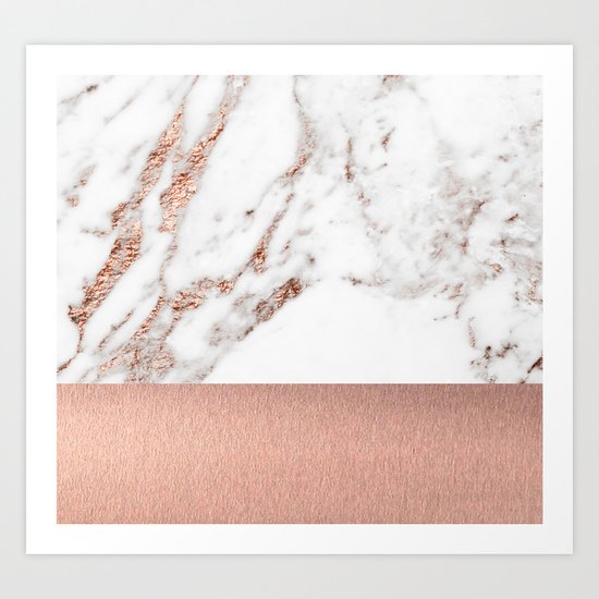 Rose gold marble and foil Art Print