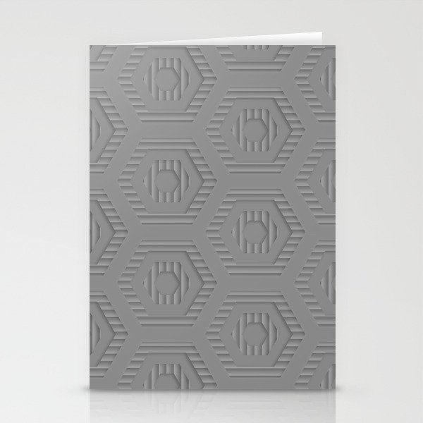 Gray Abstract Hexagon Geometric  Stationery Cards