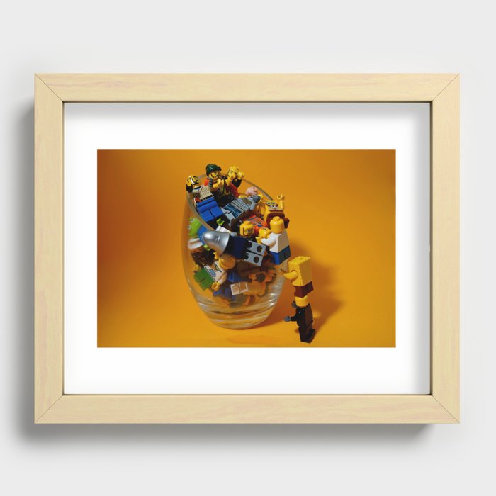 Lego's minifigs in a Glass Recessed Framed Print