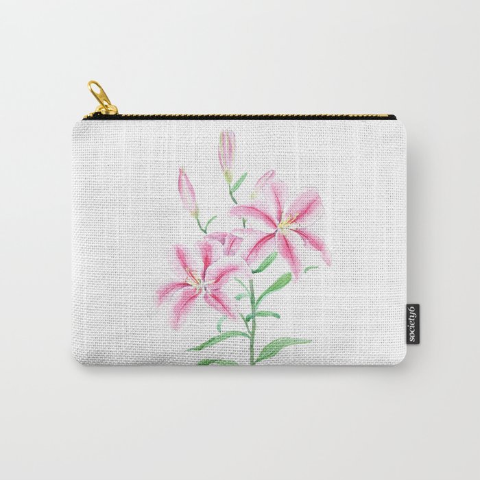 pink lily flower watercolor Carry-All Pouch