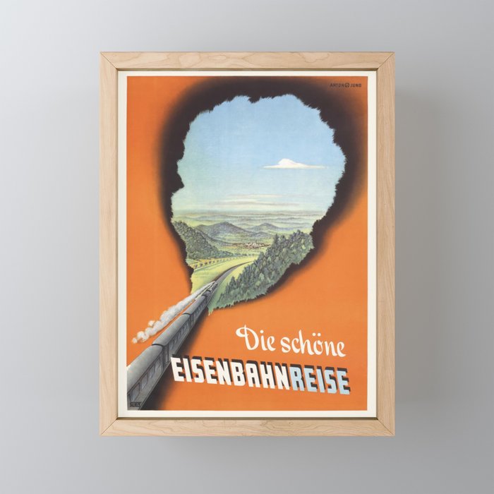 German Train Travel Poster Die schöne Eisenbahnreise Framed Mini Art Print