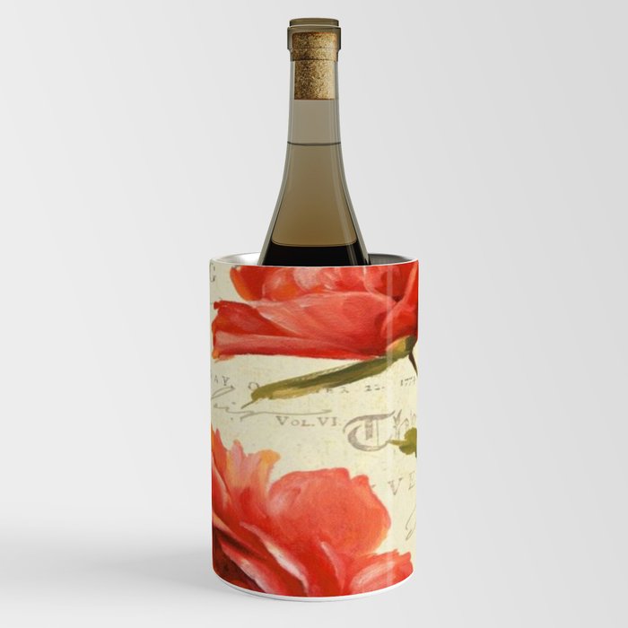 Red Camelia French shabby chic Wine Chiller