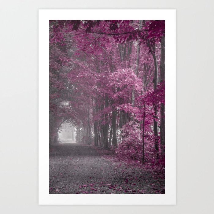 Pink and Plum Misty Forest Art Print