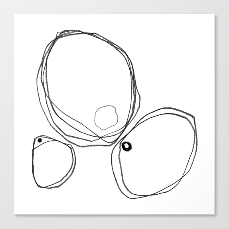 Three Shapes Minimalist Abstract Line Drawing Canvas Print By