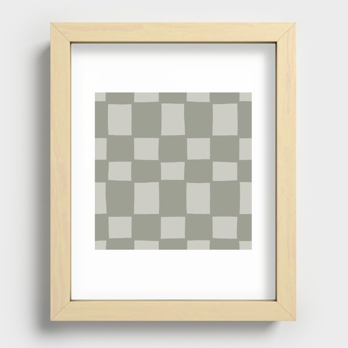 Tipsy checker in forest green Recessed Framed Print