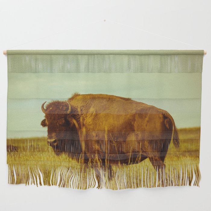 Vintage Bison - Buffalo on the Oklahoma Prairie Wall Hanging