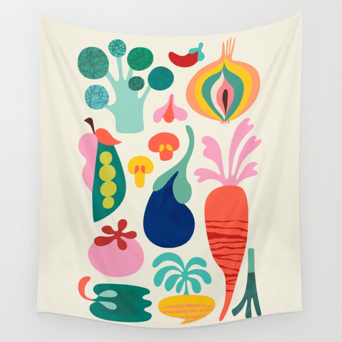 Mid century veggies Wall Tapestry