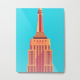 Empire State Building New York Art Deco - Cyan Metal Print