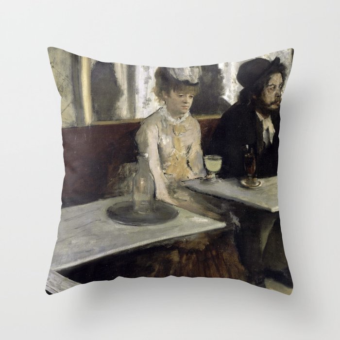 The Absinthe Drinker by Edgar Degas Throw Pillow