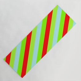 [ Thumbnail: Turquoise, Chartreuse, Red & Light Green Colored Lines/Stripes Pattern Yoga Mat ]