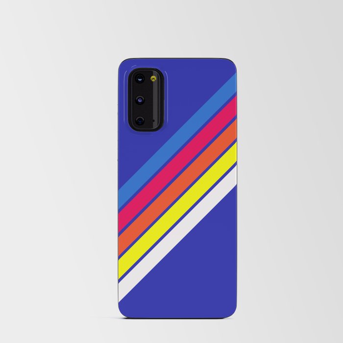 Bhluum - Classic 70s Summer Style Retro Stripes on Blue Android Card Case
