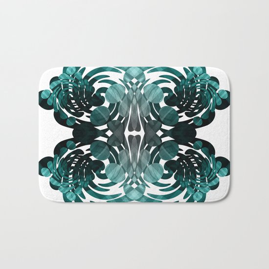 Abstract black and teal Bath Mat
