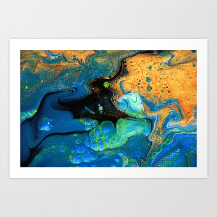 Liquid Elements Abstract Acrylic Art By Fluid Nature Art Print