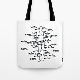 Mannequin in the fishes Tote Bag