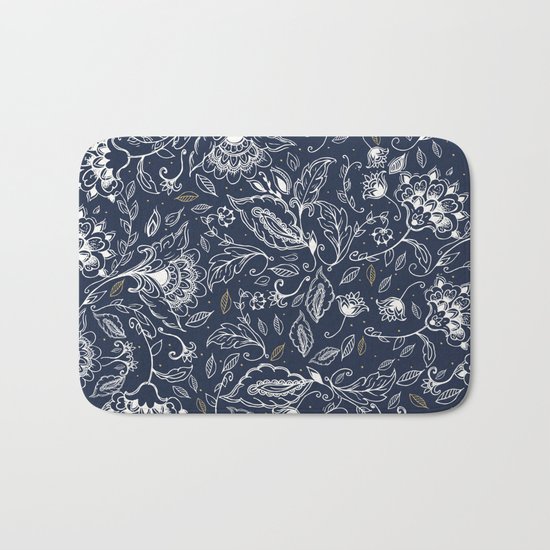 Blue Paisley Bath Mat