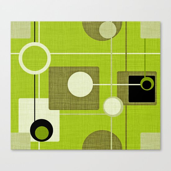 orbs and squares acid green Canvas Print