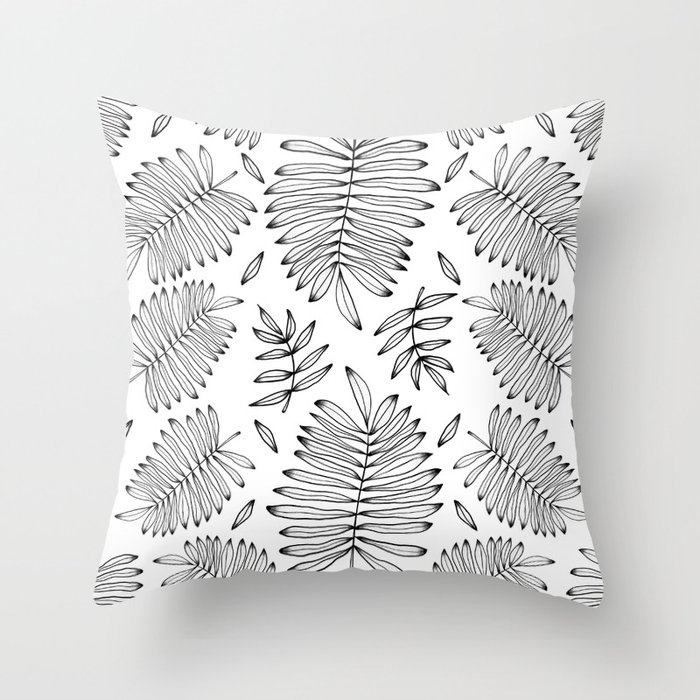 Tropical leaf pattern Throw Pillow