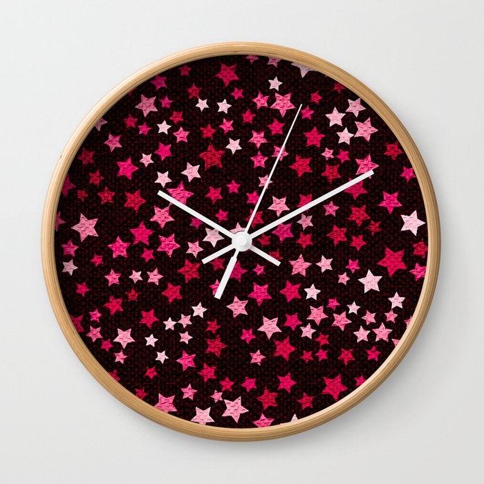 Hot pink starfall Wall Clock