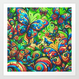 Colorful Butterflies Pattern Art Print